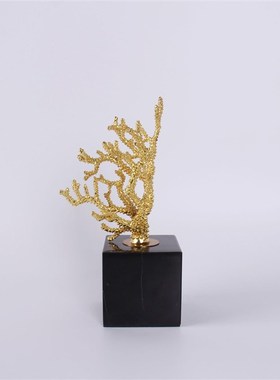 极速现代轻奢风合金珊q瑚摆件北欧抽象艺术酒柜玄关电视柜桌面摆