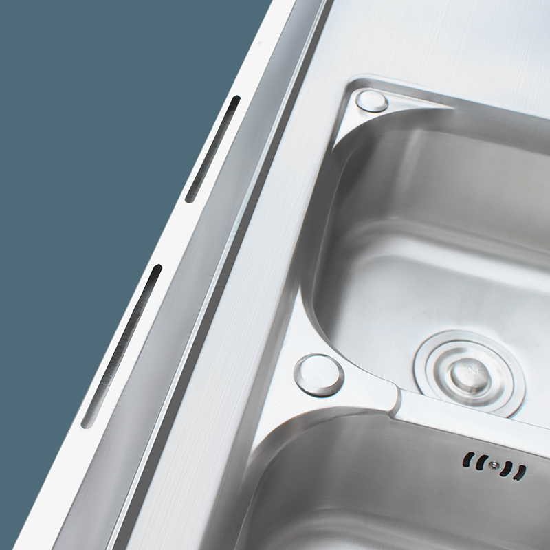 极速304不锈钢水槽带支u架单双槽水池台面一体洗菜盆厨房洗碗池洗