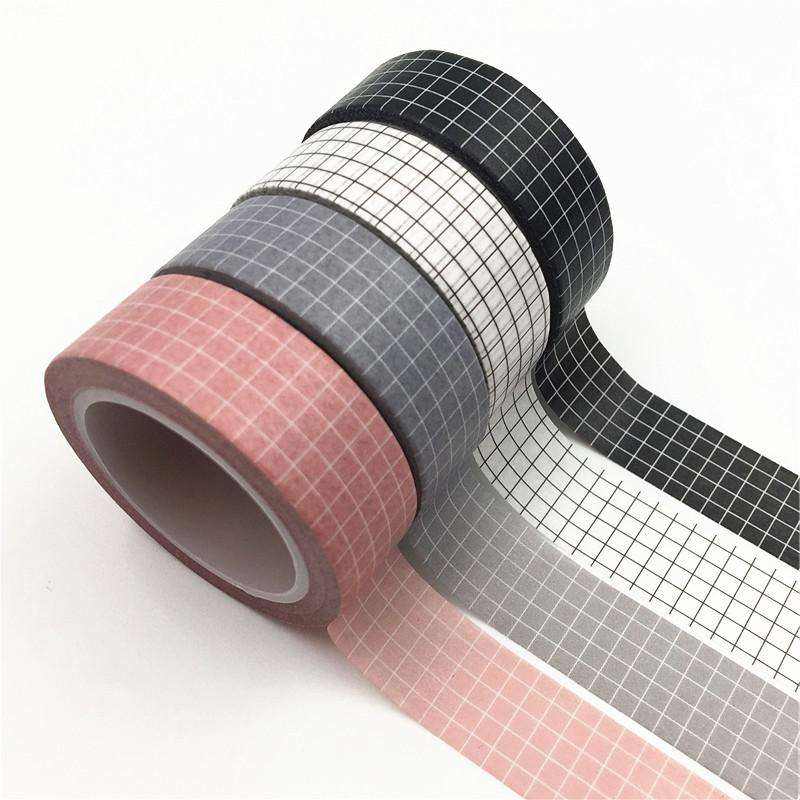速发Black and White Grid Washi Tape Japanese Paper DIY Pipes