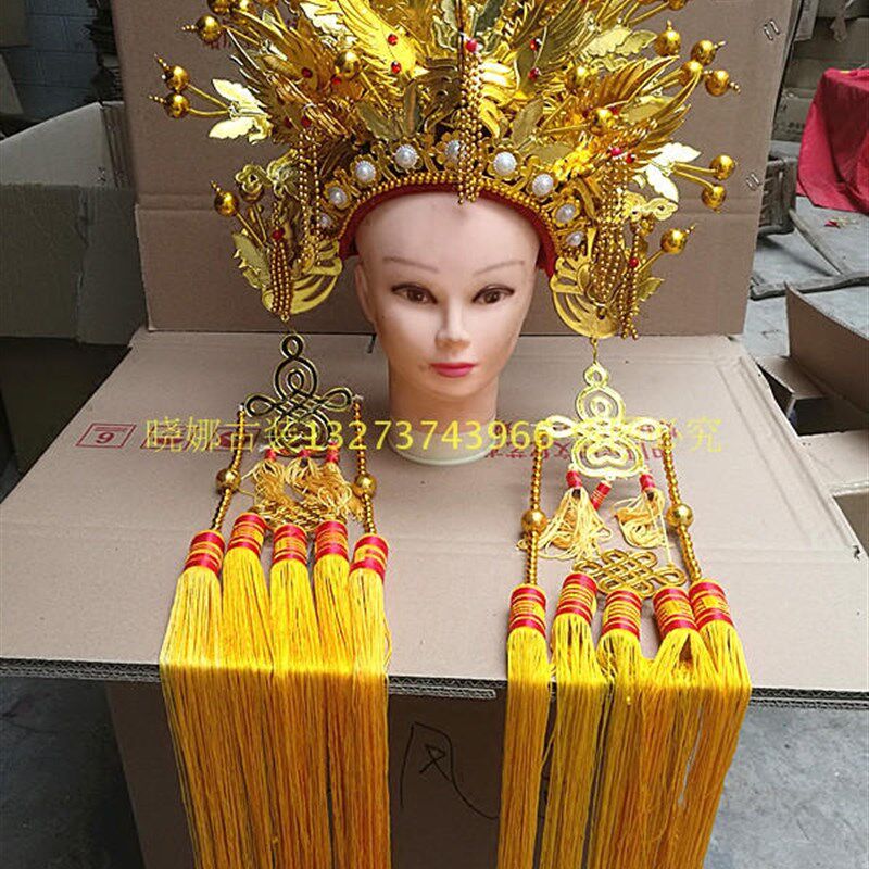 新品2018新娘凤冠帽子 皇后娘娘帽 头饰 凤O冠霞帔 三凤冠 五凤冠