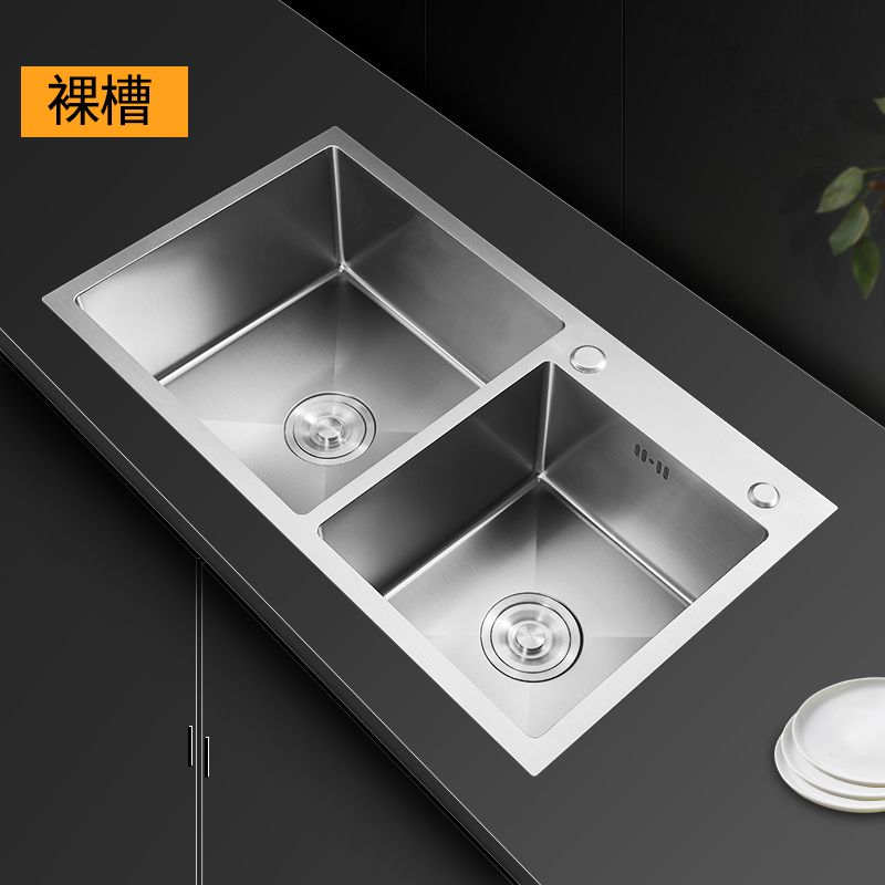 极速水槽套餐加厚不n锈钢拉丝双槽厨房台下台上洗淘菜盆水斗洗碗