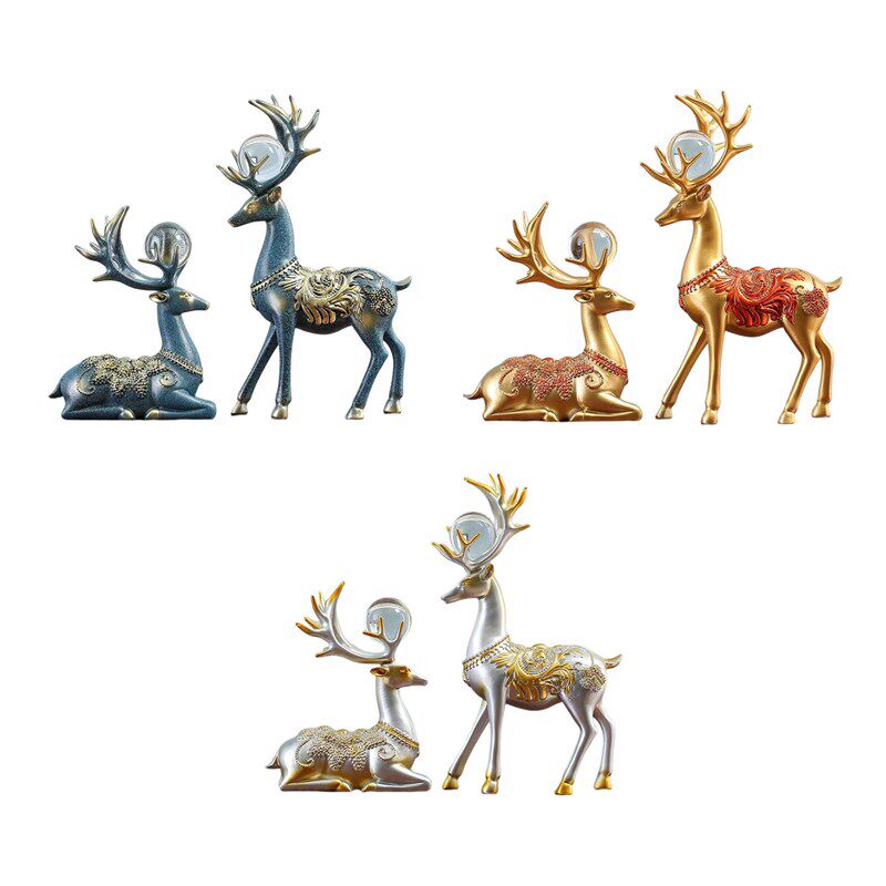 极速2Pcs Nordic Style Deer Statues StandOing and Sitting