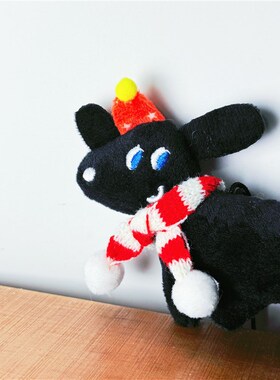 新品狗狗也想过圣诞圣诞黑狗B挂件可爱创意丑萌少女心包挂