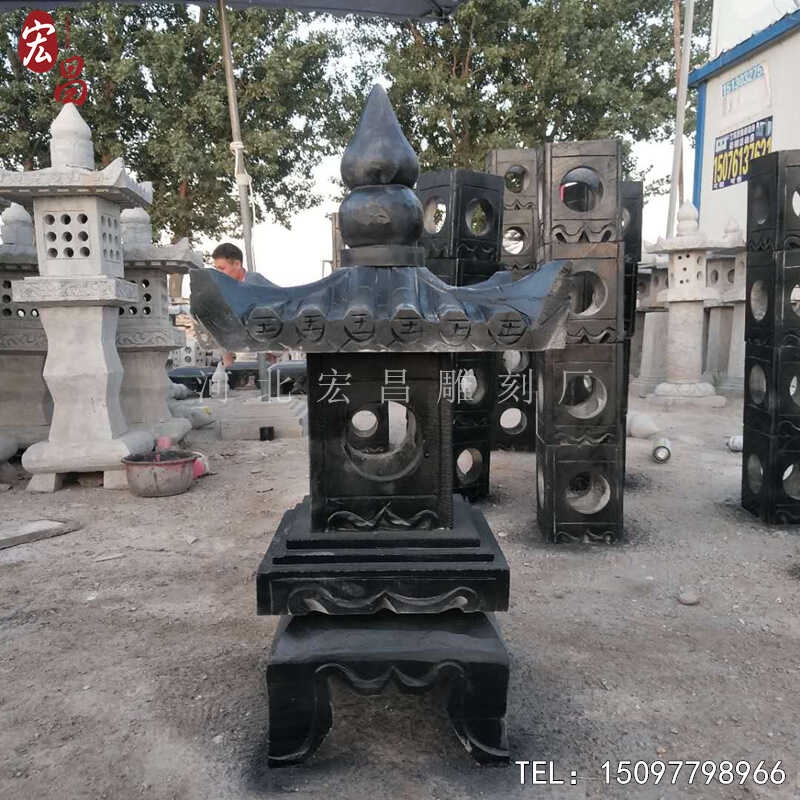 石雕石灯笼日式庭院太阳能石灯仿古青石家居庭院户外花园草坪石灯