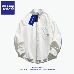 wassup tenet潮牌衬衫男女秋季ins港风百搭情侣衬衣纯棉长袖外套