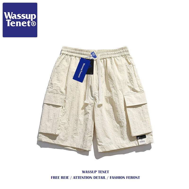Wassup tenet港风工装复古情侣宽松短裤男士夏季潮牌百搭直筒裤子