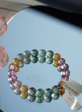 九紫离火仙女水晶单圈圆珠手链首饰民族风饰品27.93g卡9-NO.461