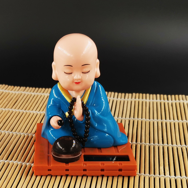 现货速发太能敲木鱼点头小和尚创意车载摆件 汽车居家礼佛送礼