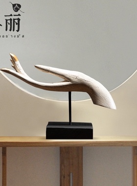 速发异丽泰式禅意实木佛手意件东南亚风格会所客厅玄关创设摆摆工