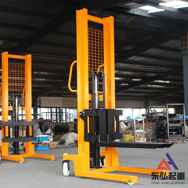 速发东弘小型手动液压堆高车工厂车间手推搬运叉车2吨手动液压升