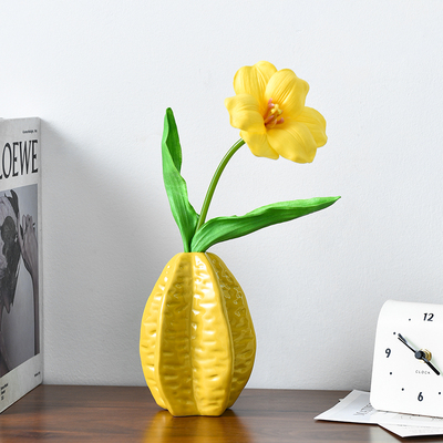 速发杨桃花瓶陶瓷水果花型插花造器创意艺高花瓶摆件术级感小众装