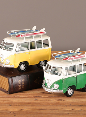 速发美式复古面包巴士汽柜模型铁艺客厅酒书电视柜装饰品摆件车架