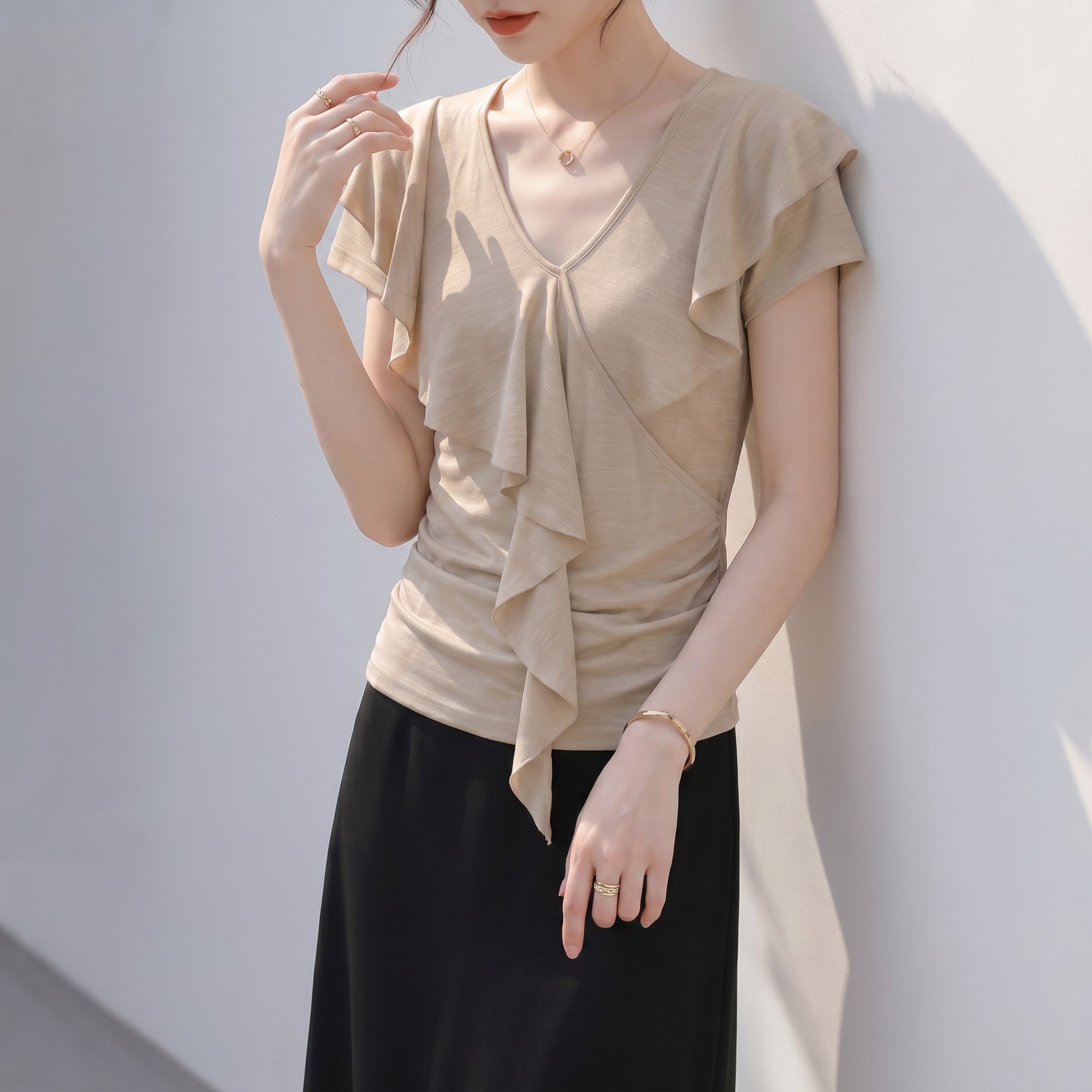 卡莲格【品牌女装】莱赛尔天丝设POLO衫