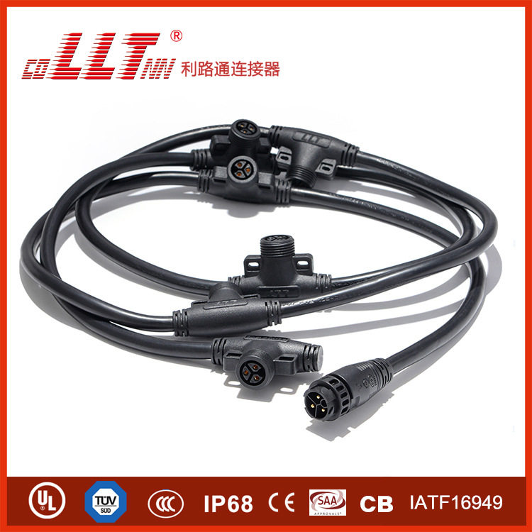 LLT利路通T型三通注塑防水线LED防水接头路灯模组T型防水连接器