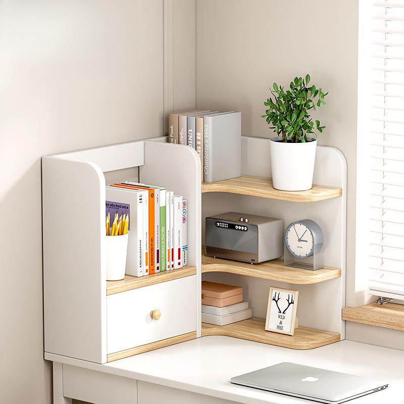 桌面置物架书架办公室书桌收纳柜书柜储物柜子桌上转角小书架实木
