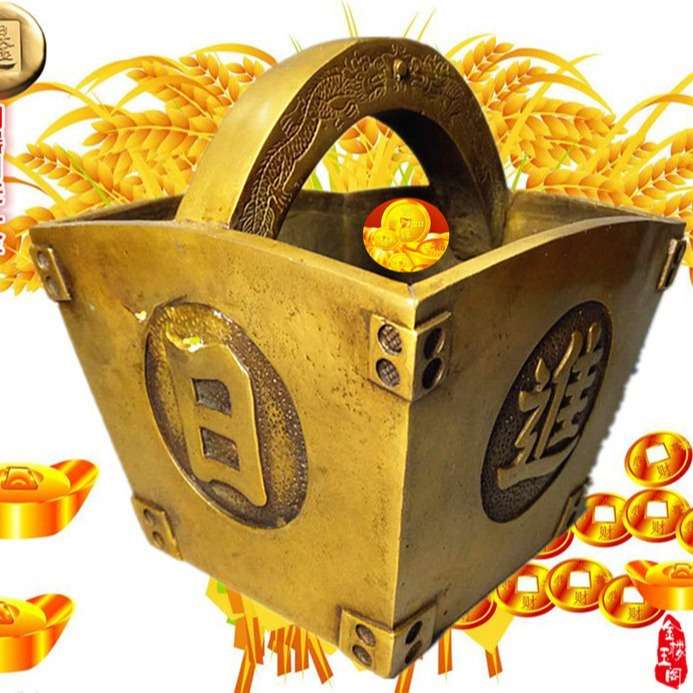 古玩铜器仿古摆件铜斗日进满斗 金银满斗铜斗厂家