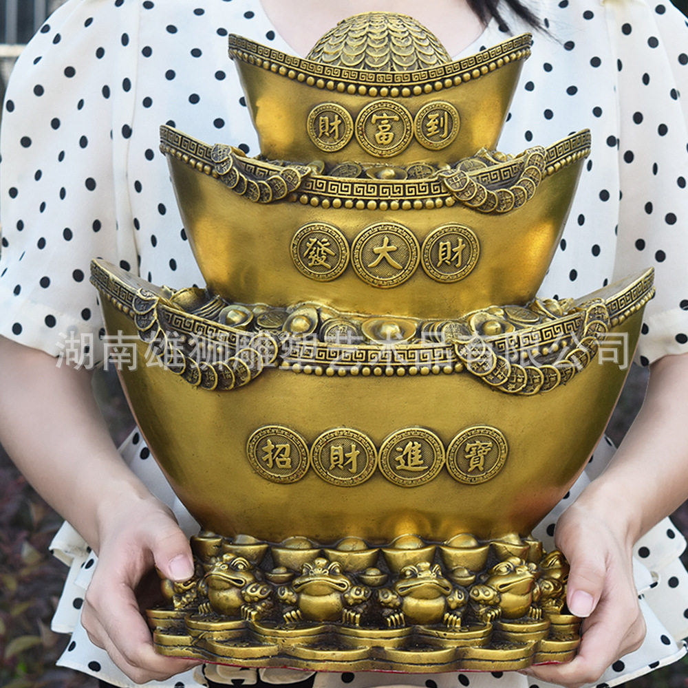 铜金蟾元宝富贵节节高铜存钱罐摆件铜元宝摆件工艺品批发