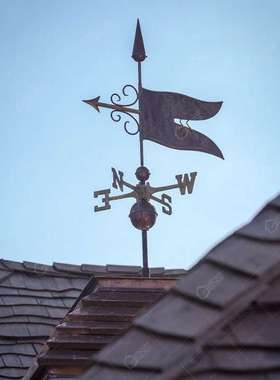 捷思(GENS)红铜风向标旗帜来图定 制别墅屋顶风向指示园艺铜装饰