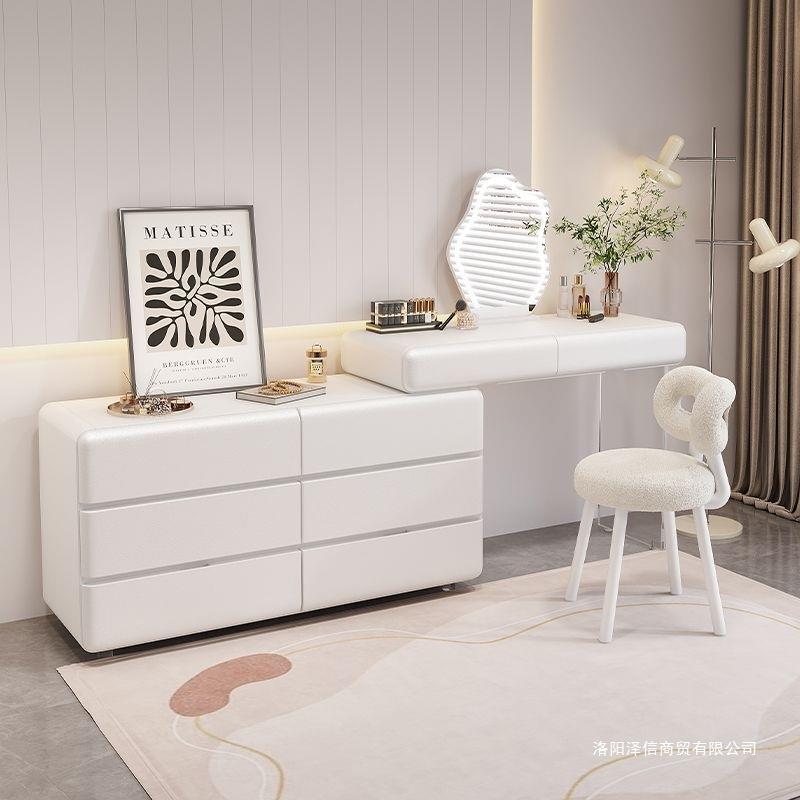 实木梳妆台新款主卧室高档次轻奢床尾柜可伸缩化妆桌斗柜一体