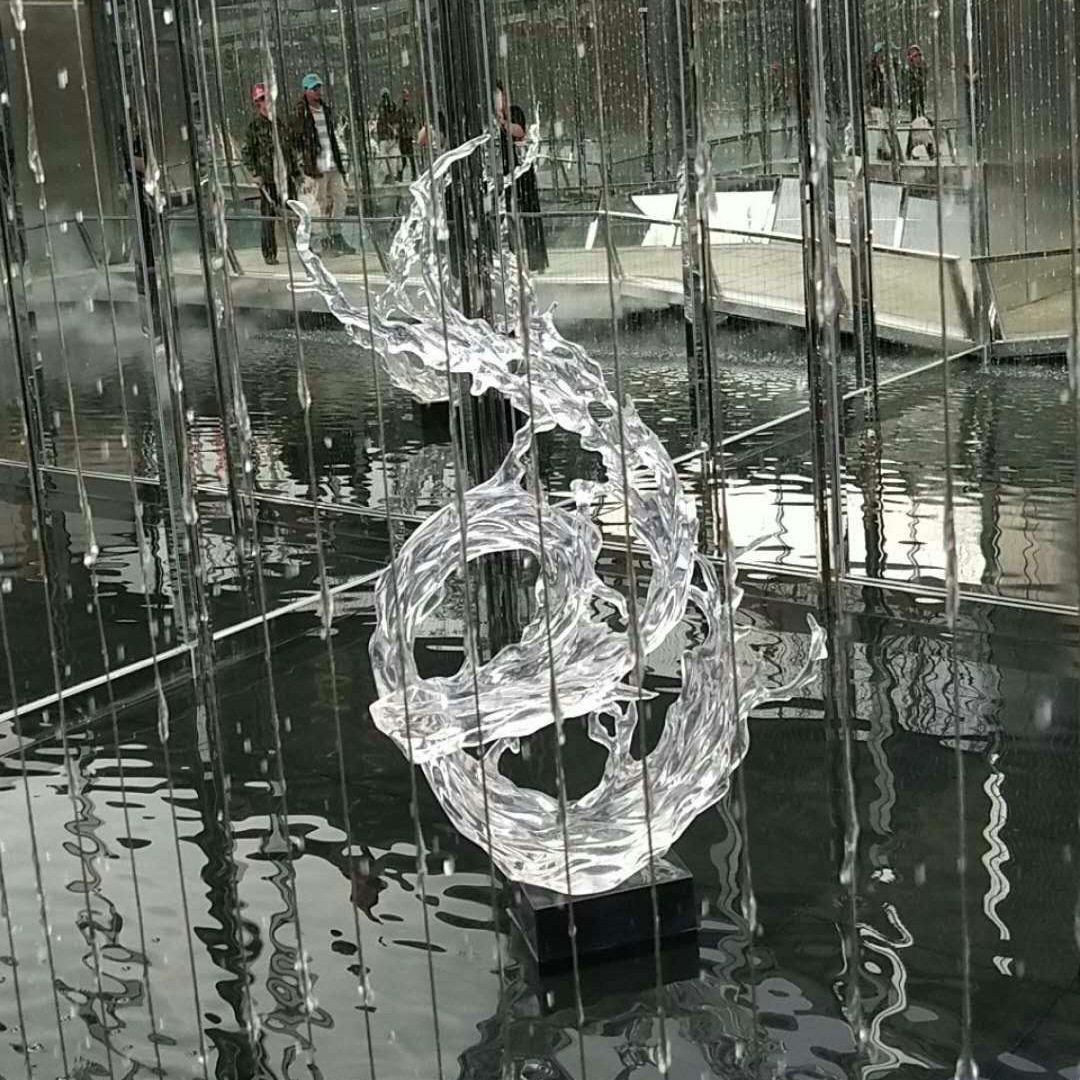 树脂透明树脂抽象浪花雕塑玄关酒店大堂轻奢艺术摆件轻奢风大型