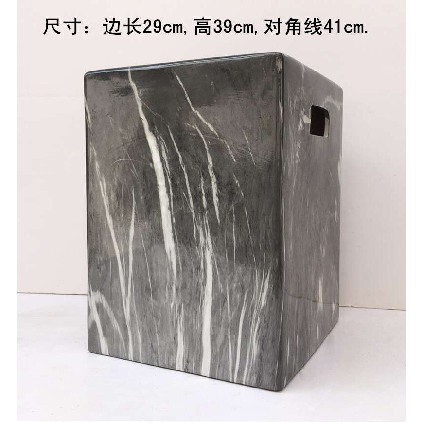 地中海简约方形陶瓷鼓凳小方凳小方桌茶几边几床头柜酒店户外用凳