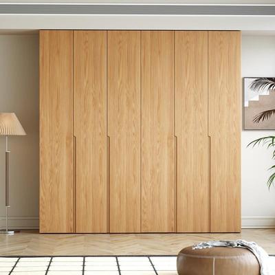 全实木橡木衣柜家用卧室简约现代一门到顶原木风大衣橱儿童挂衣柜