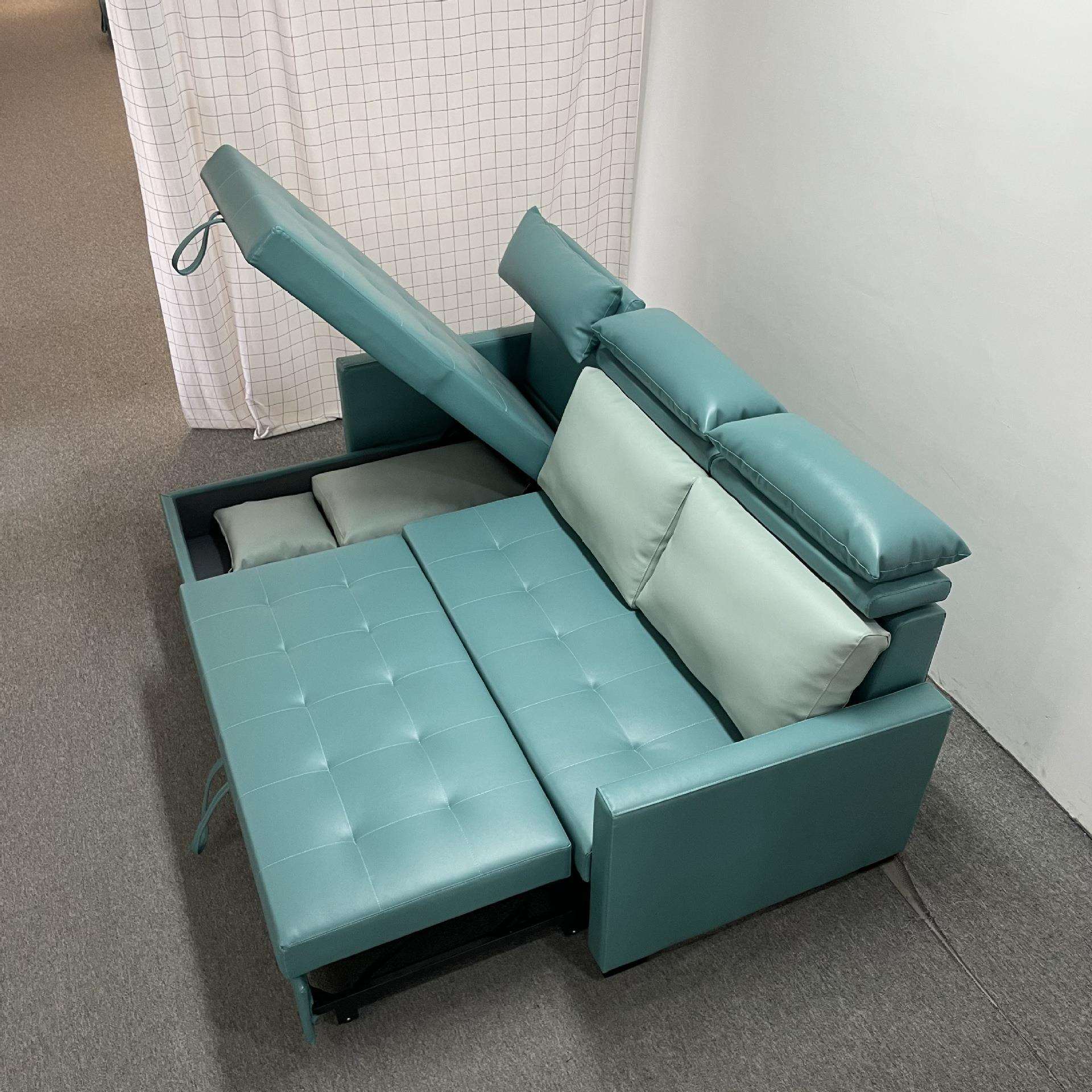 极简客厅沙发2.3米转角组合公寓两用折叠变床意式简约皮沙发床