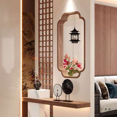 宋式美学格栅小轩窗复古风实木玄关隔断造景茶室宋代屏风海棠花窗