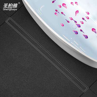 电镀枪灰色隐藏式地漏5.5CM宽极窄线型长条地漏304不锈钢干区隐形