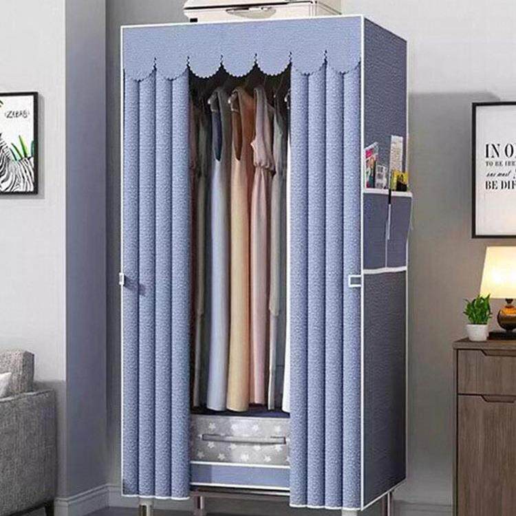 衣柜简易组装加粗加厚钢架卧室家用全挂式衣服收纳柜子大衣布衣w&