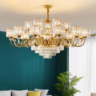 轻奢水晶客厅灯饰高档别墅美式灯现代简约大气家用主卧室餐厅吊灯