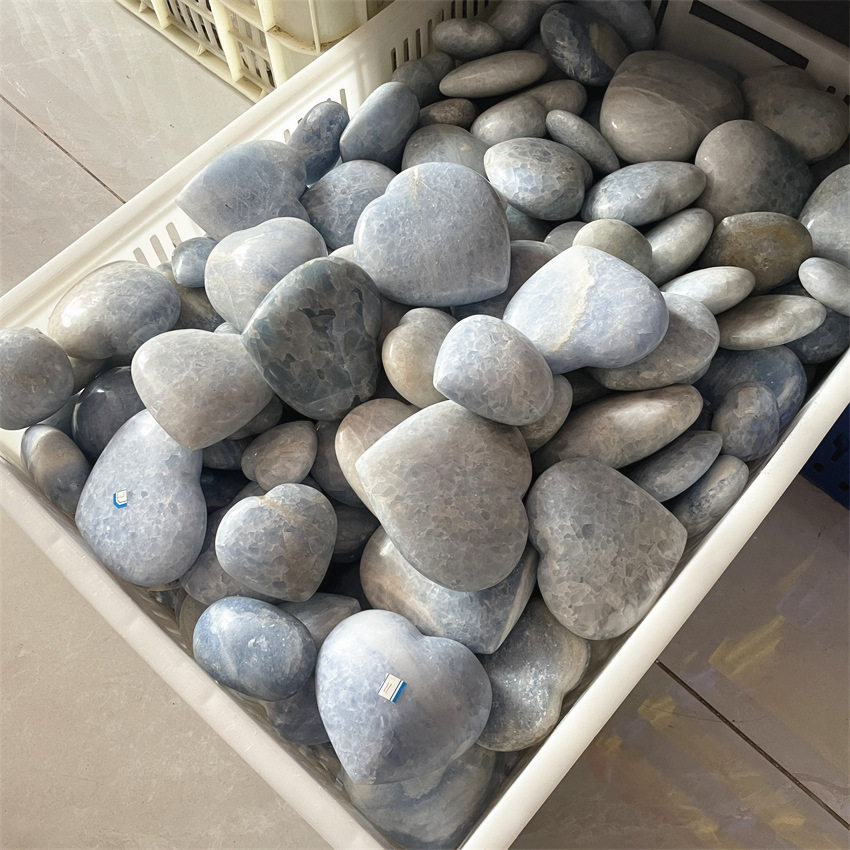 天然爱心天青石水晶石摆件鱼缸装饰工艺品