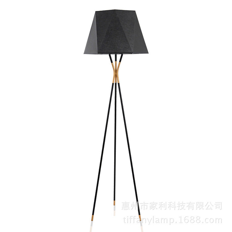 厂家直供现代简约黑色装饰几何落地灯美式客厅卧室样板房酒店锥形