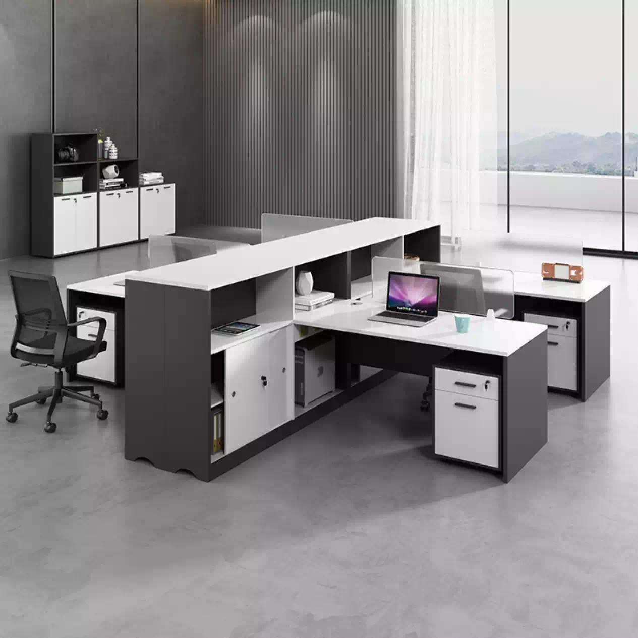 办公桌椅组合财务桌简约现代2/4/6人位职员桌办公室创意屏风卡座