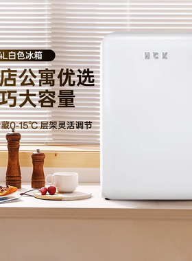 HCK哈士奇复古冰箱冷藏柜家用客厅小型饮料冰箱公寓白色高颜值64L