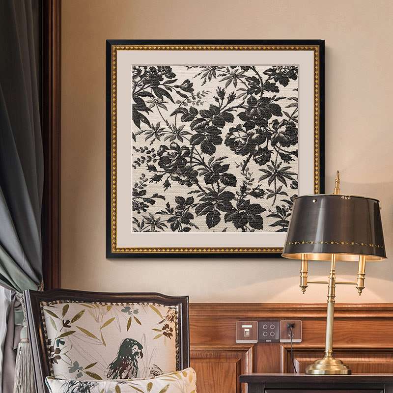 美式复古花卉客厅餐厅装饰画欧式走廊书房法式挂画浪漫花园壁画图片