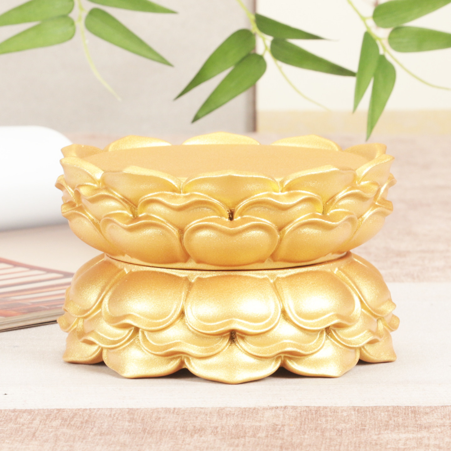 黑檀木鎏金双层莲花底座加高稳固承重佛像观音菩萨香炉通用供奉台