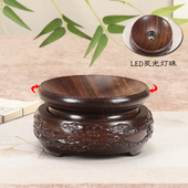 带灯光水晶球摆件可旋转底座时来运转风水球雕刻祥云葫芦展示底座