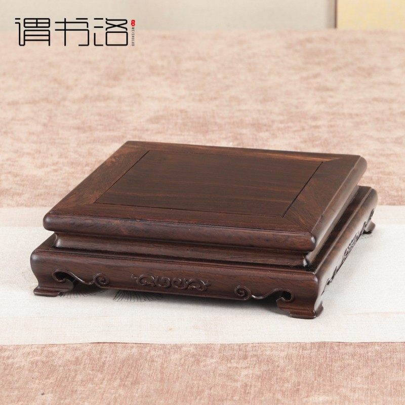 实木雕刻方形托架花瓶盆景鱼缸佛像茶壶奇石头工艺品摆件黑檀托架
