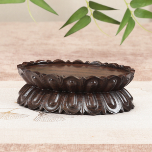 实木雕刻黑檀木莲花底座奇玉石头菩萨观音财神关公底托工艺品摆件