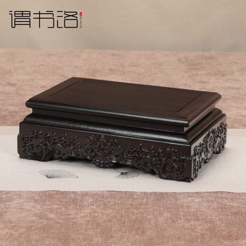 黑檀木长方正方佛像花瓶底座
