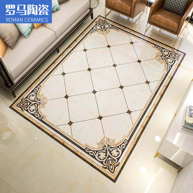 现货速发欧式客厅拼花地砖800x800 饭厅拼花瓷砖入户玄关地毯花地