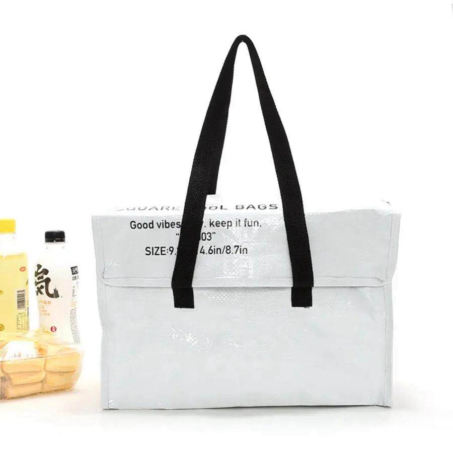 现货0RKW高颜值实用好货户外防水手提多功能野餐袋编织保温袋冰包