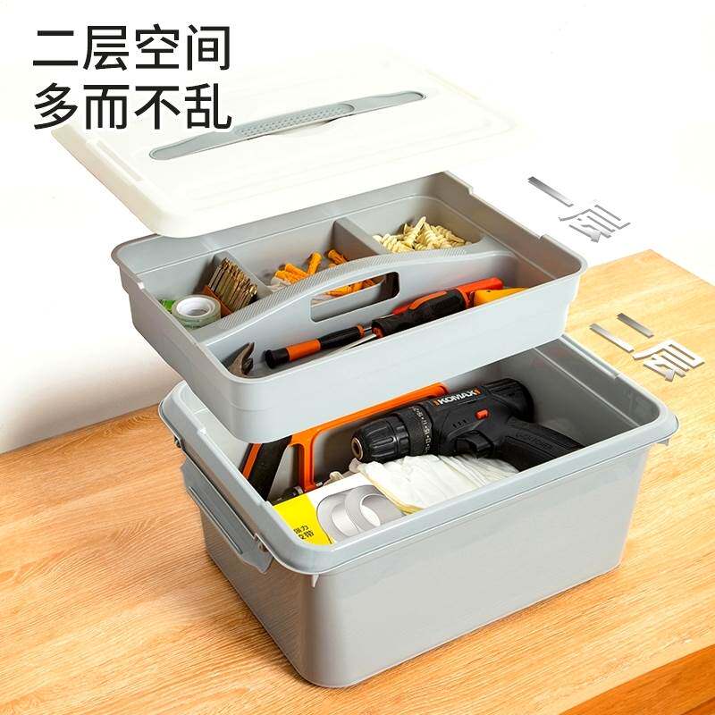 现货速发家用工具收纳箱车载美术绘画箱五金电动小型工具收纳盒大