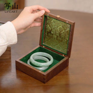 手镯收纳翡翠盒子和田玉首饰保护盒实木包装展示盒子单个专用高端
