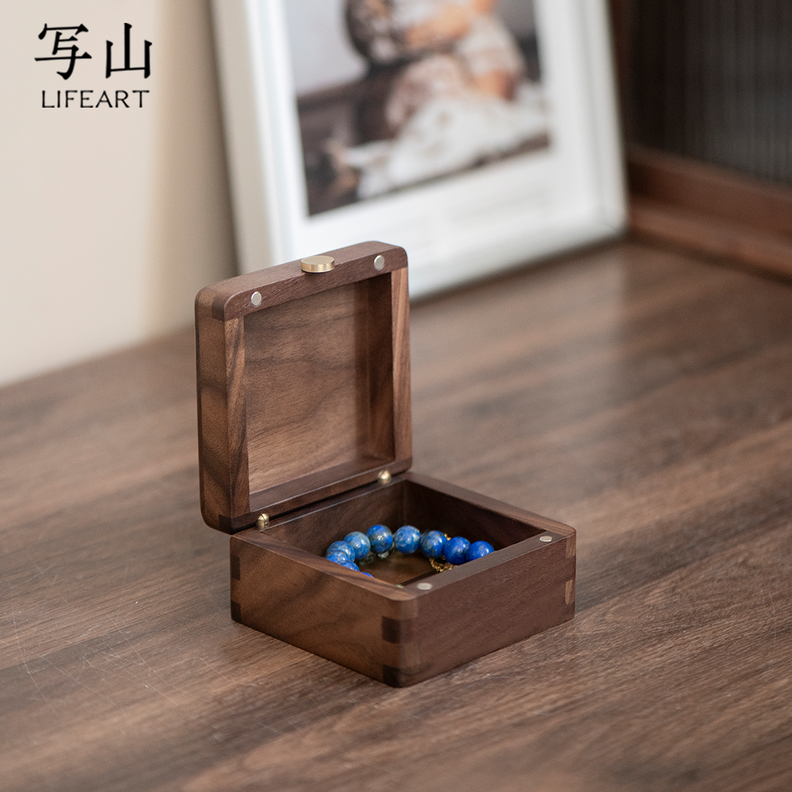 黑胡桃实木水晶手串收纳盒