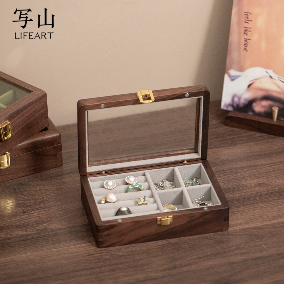 戒指专用首饰盒实木木质戒指盒项链盒大容量展示盒带锁耳环收纳盒,饰品/流行首饰/时尚饰品新,首饰盒,淘宝优惠券,粉丝福利购,淘宝优惠卷