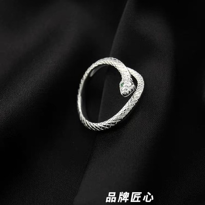s999纯银时尚小灵蛇指环冷淡个性ins潮人开口戒男女戒指厂家