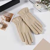 皮手套女士秋冬季 可爱韩版 加绒保暖户外骑行开车防寒触屏PU皮手套