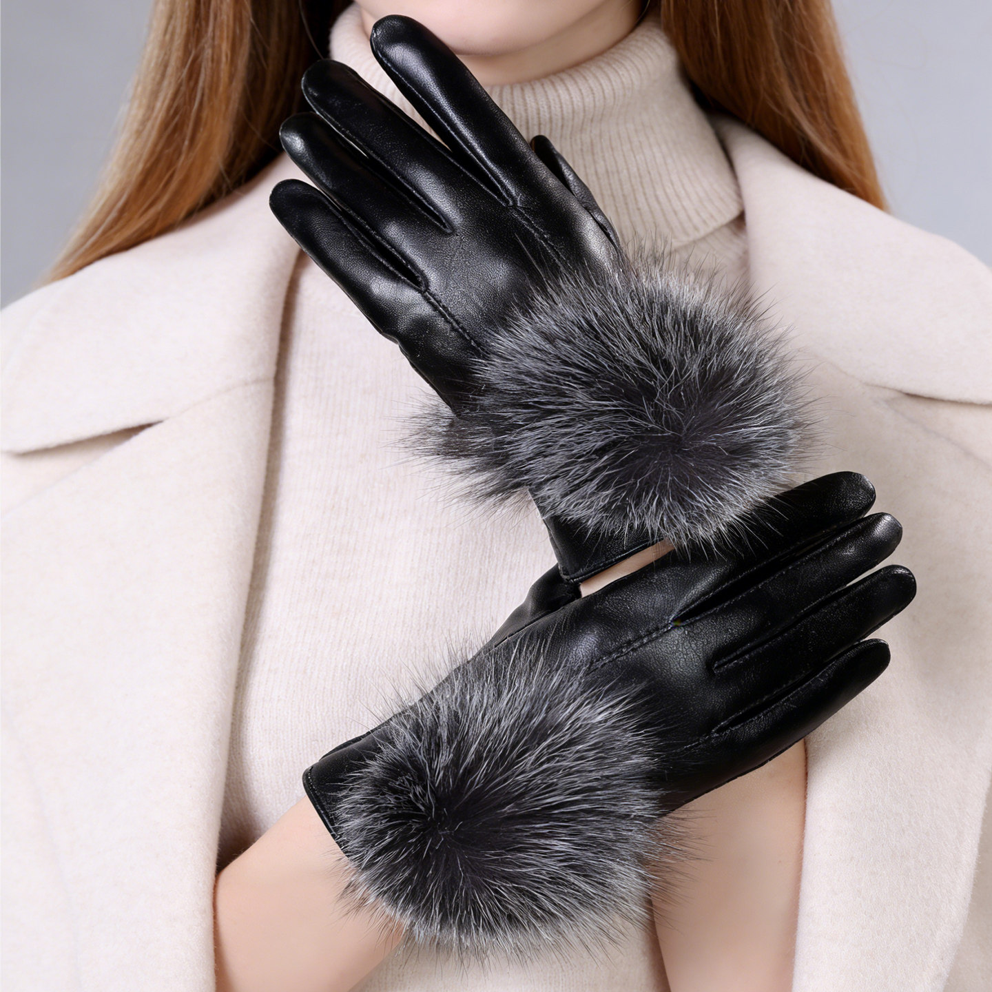 羊皮手套女秋冬保暖驾驶骑车加绒防风韩版可爱开车狐狸毛手套触屏,服饰配件/皮带/帽子/围巾,手套,淘宝优惠券,粉丝福利购,淘宝优惠卷